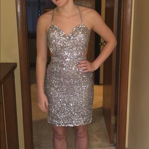 Silver dress open back